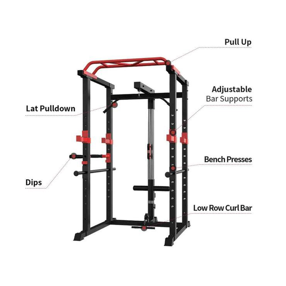 Power Cage Squat Rack Stands Gym Equipment 1000-Pound Capacity Exercise pull-up down