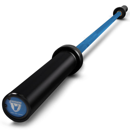 HUISHENG 7FT blue Olympic Barbell 45LB Weightlifting Bar Bearing Spin Bar,Ceramic Coating,500-1000 LBS Capacity,28mm High Whip,Fits 2" Plates,for Home Gym