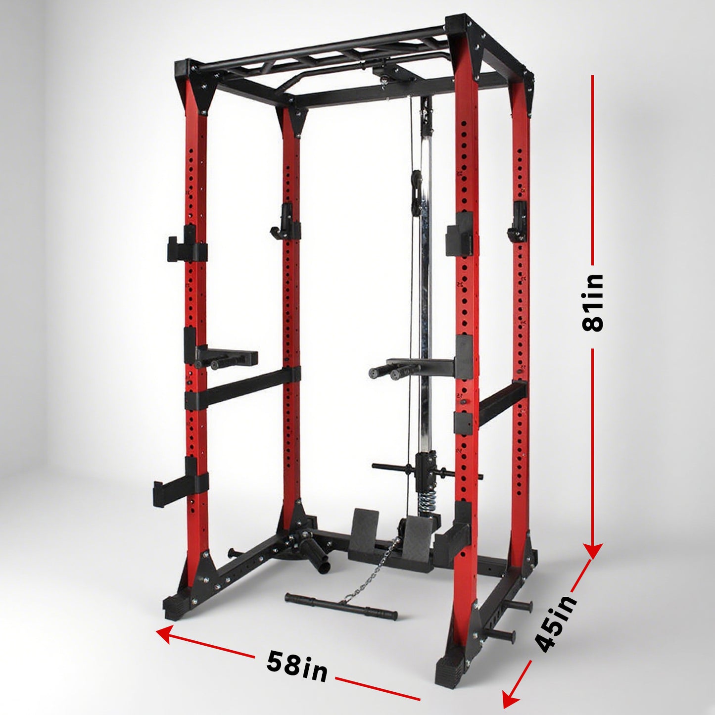 Power Cage With Pulley System - Squat Rack, Pull-Up Bar & Cable Machine For Home Gym