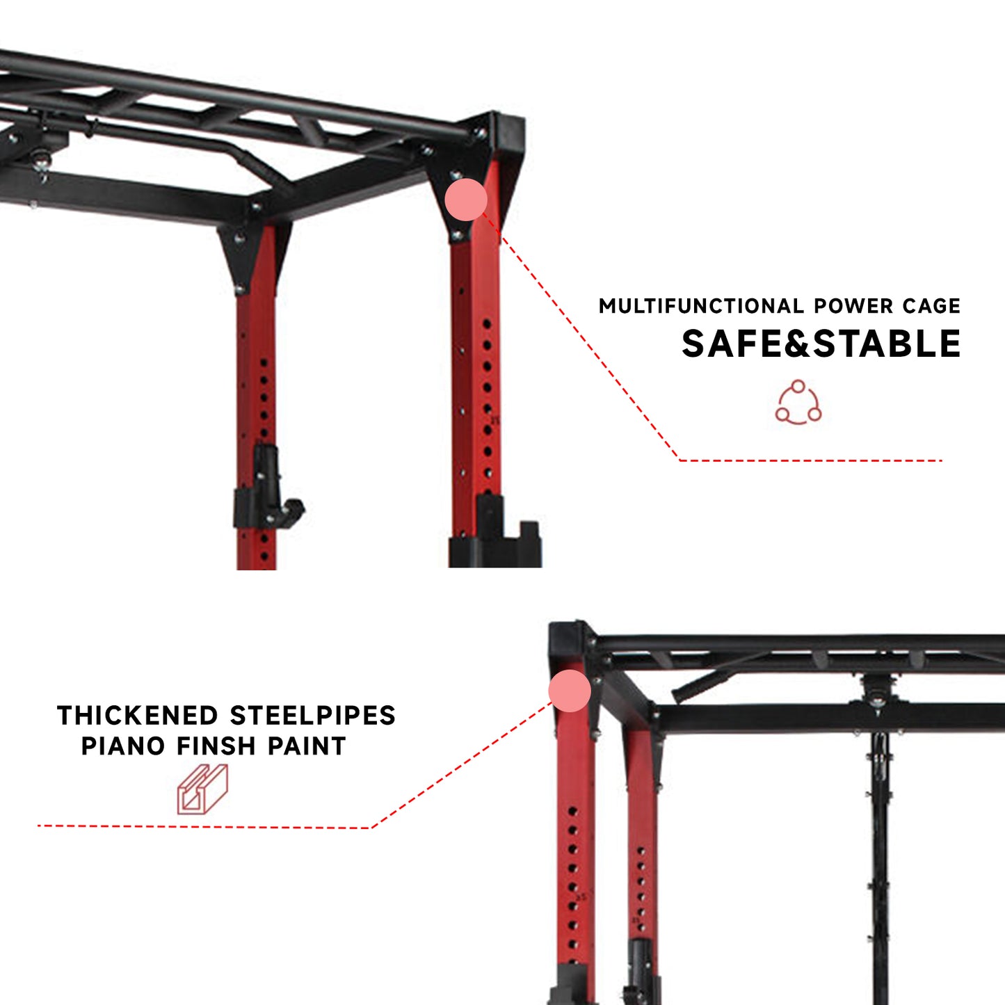 Power Cage With Pulley System - Squat Rack, Pull-Up Bar & Cable Machine For Home Gym