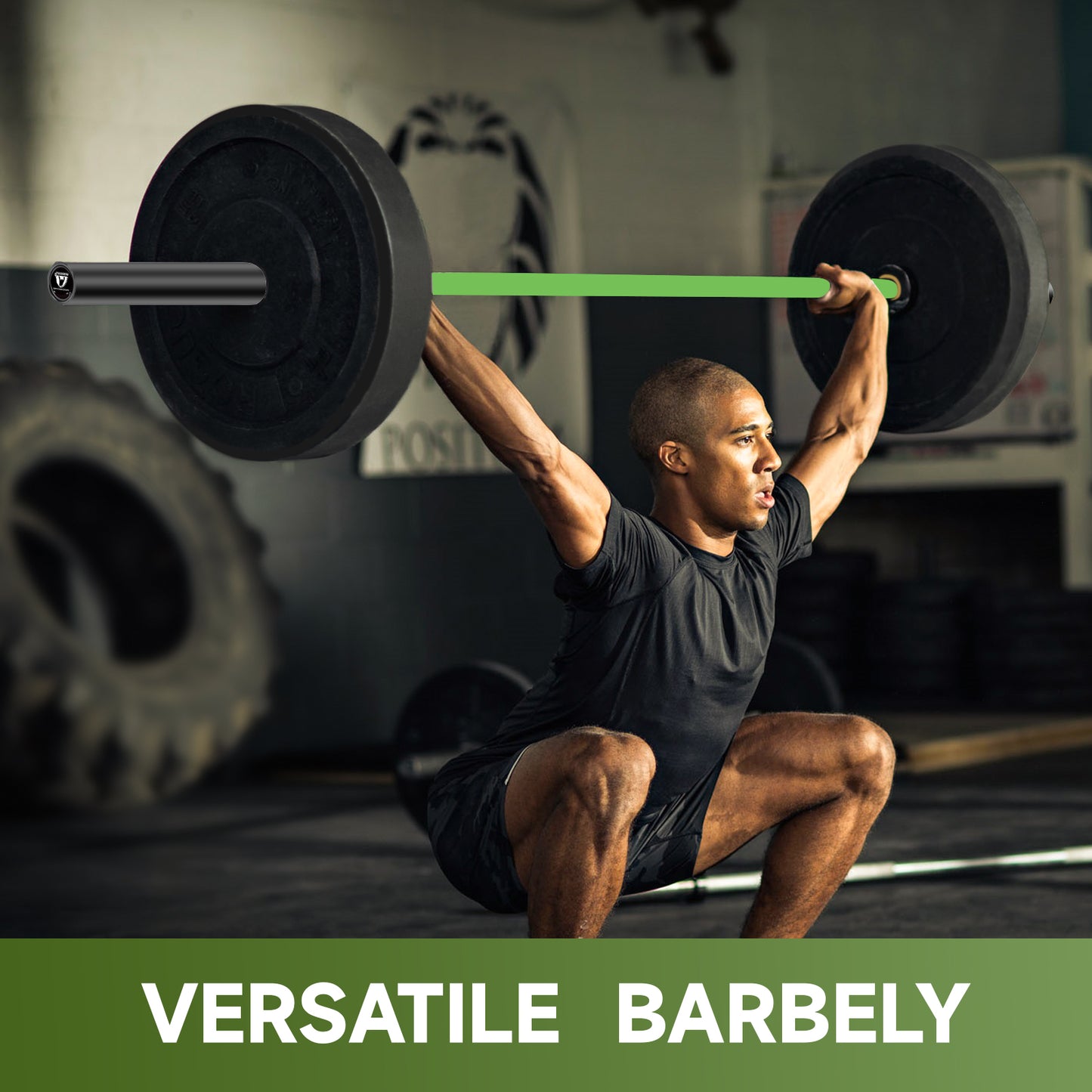 HUISHENG 7FT Green Olympic Barbell 45LB Weightlifting Bar Bearing Spin Bar,Ceramic Coating,1000 LBS Capacity,28mm High Whip,Fits 2" Plates,for Home Gym