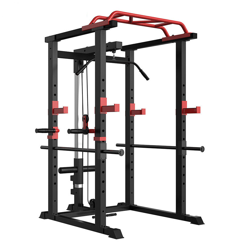Power Cage Squat Rack Stands Gym Equipment 1000-Pound Capacity Exercise pull-up down