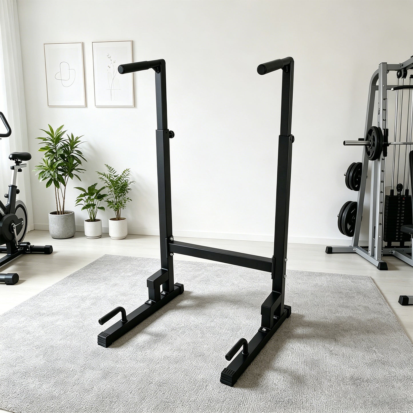 Multifunctional Dip Station, Adjustable Height Pull Up Bar Stand, Home Gym Fitness Equipment for L-sit, Push Up, Bodyweight Training