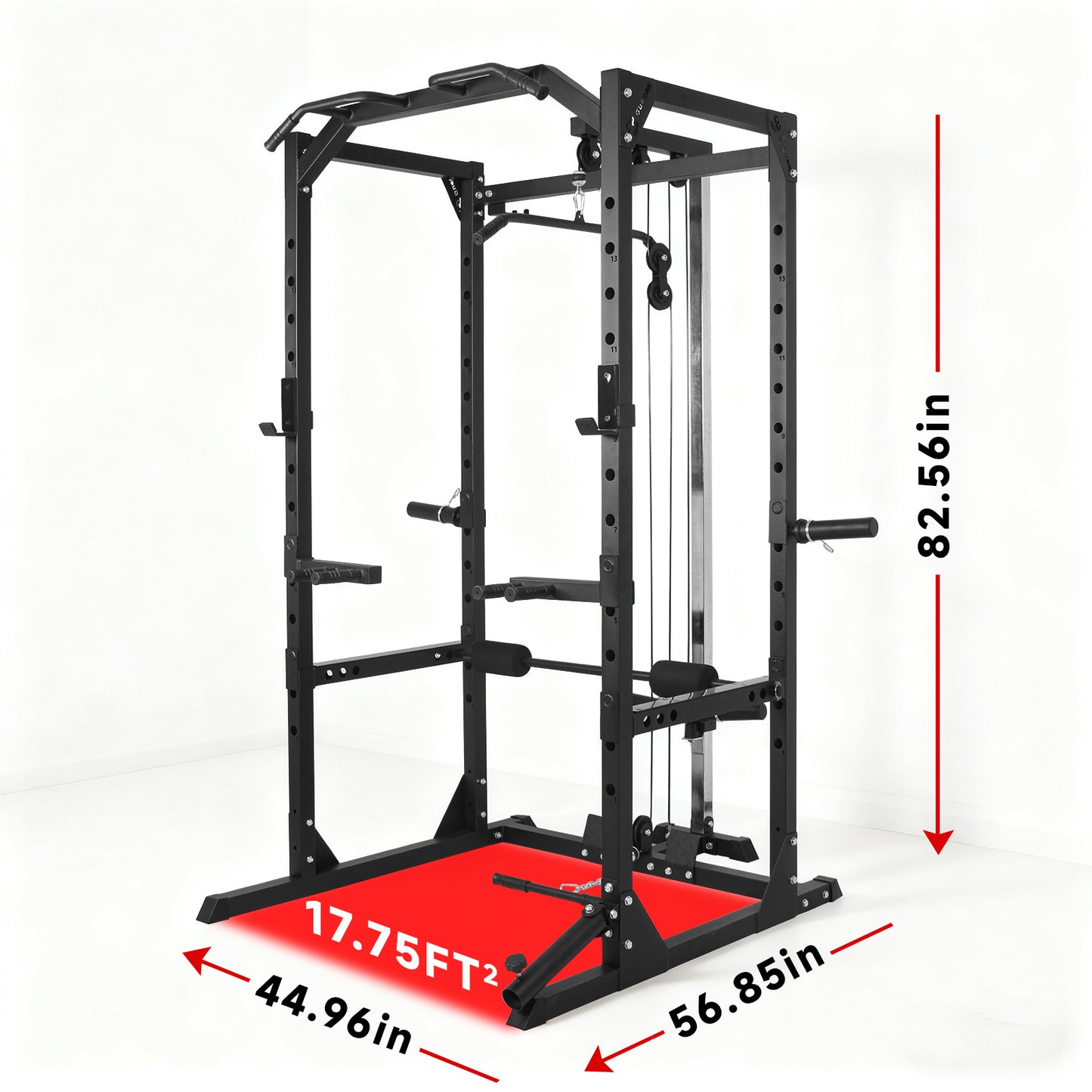All-in-One Power Rack Cage with Lat Pulldown System, Multi-Functional Home Gym Squat Rack