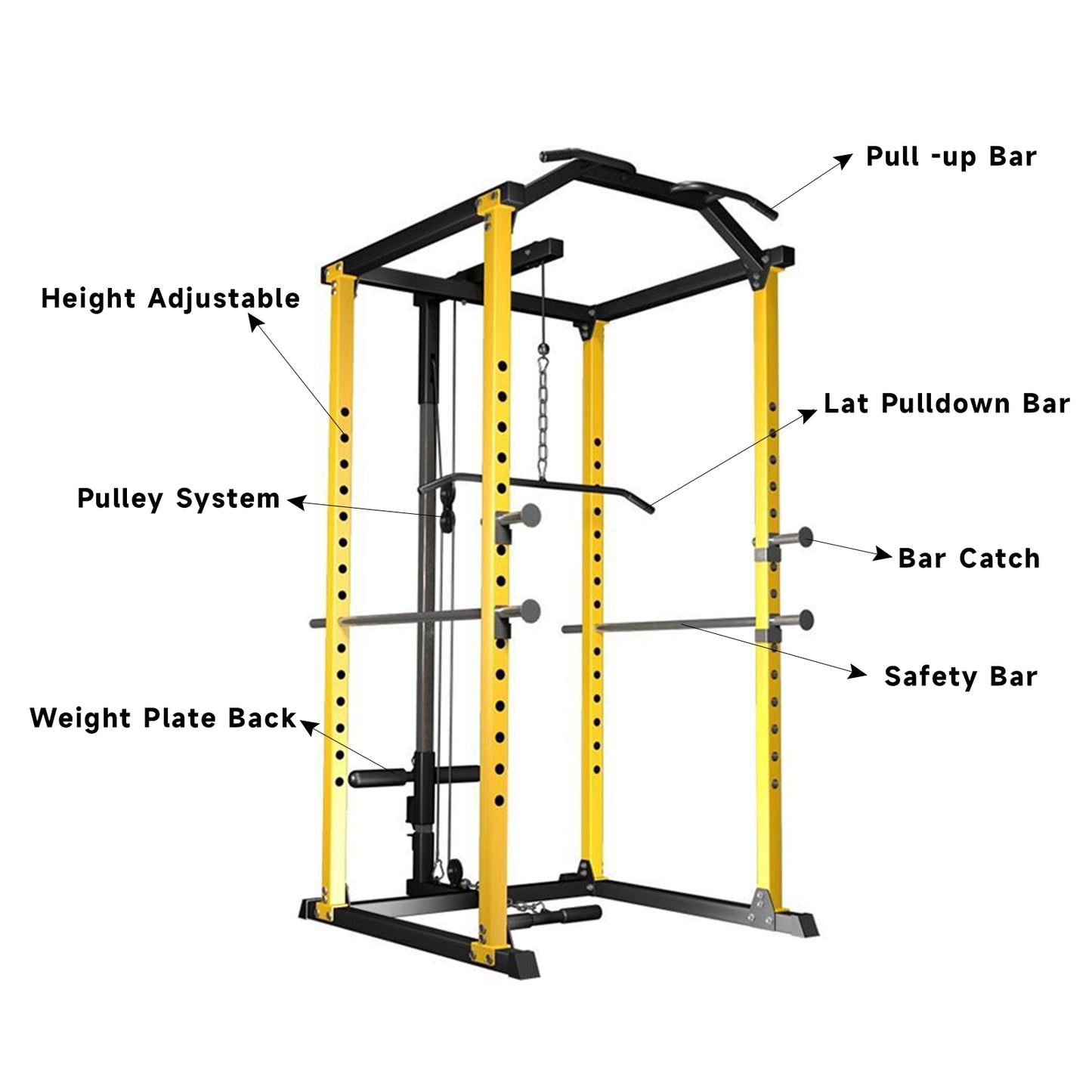Gym Multi Functional Lat Pull Down Machine Home Power Cage Squat Rack