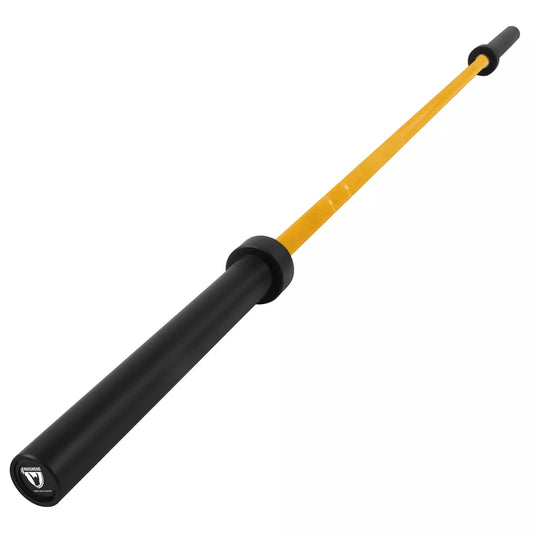 HUISHENG 7FT Yellow Olympic Barbell 45LB Weightlifting Bar Bearing Spin Bar,Ceramic Coating,500-1000 LBS Capacity,28mm High Whip,Fits 2" Plates,for Home Gym