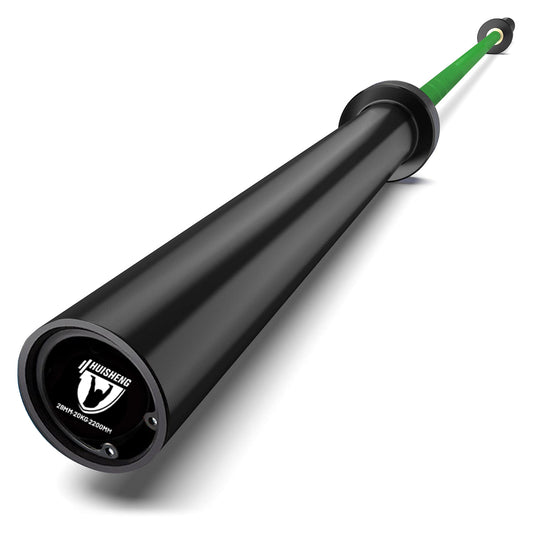 HUISHENG 7FT Green Olympic Barbell 45LB Weightlifting Bar Bearing Spin Bar,Ceramic Coating,1000 LBS Capacity,28mm High Whip,Fits 2" Plates,for Home Gym